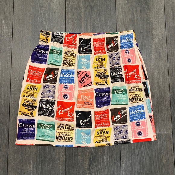 Wacky Wacko Condom Wrapper Print Mini Skirt Size L - Picture 4 of 6
